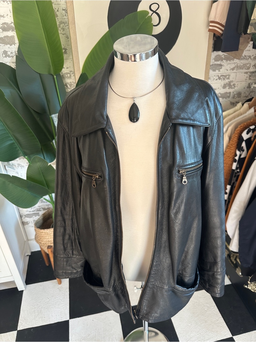 Black Leather Bomber Jacket